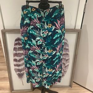 NWT LOFT palm print midi skirt